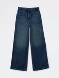 Girls Blue Dark Wash High-Rise Jeans with Belt