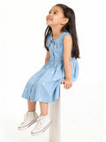 Utsa Kids Girls Blue Embroidered A-Line Denim Dress - (2-8 yrs)