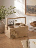 Westside Home Light Brown Sunflower Design Wooden Caddy