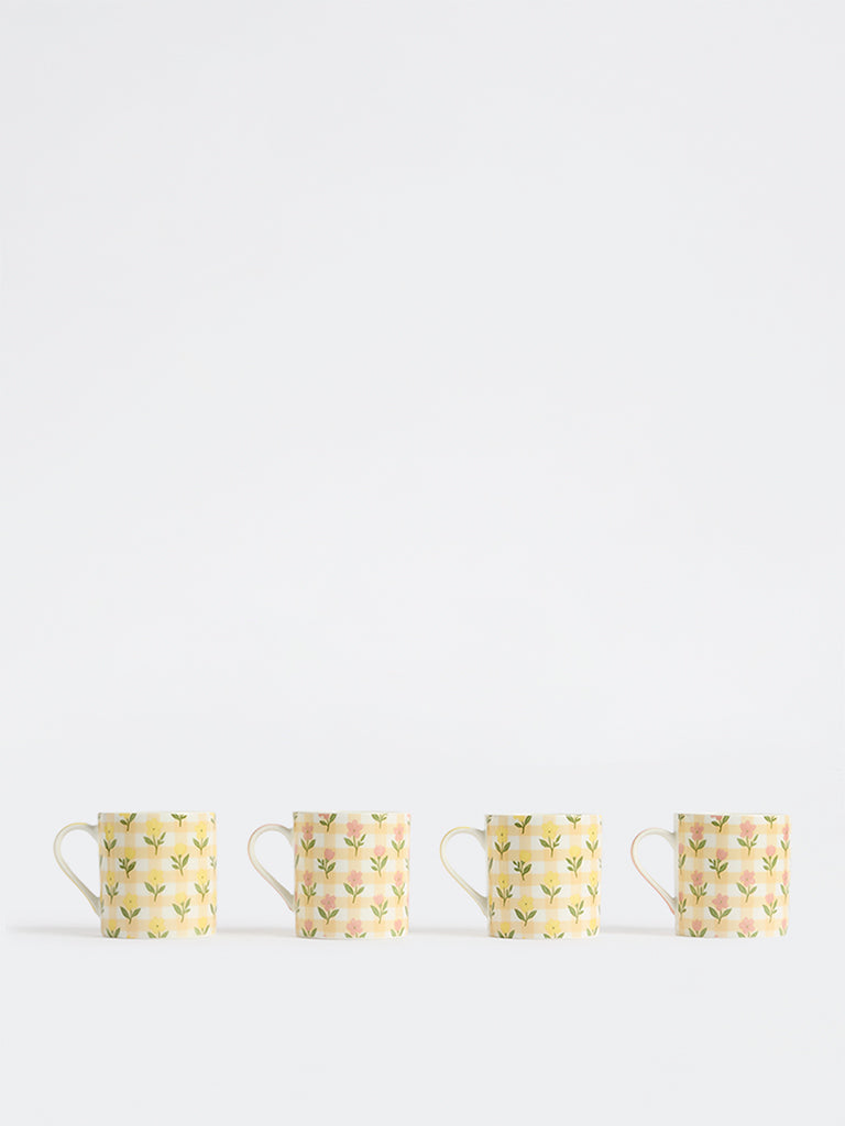 Westside Home Multicolour Floral Pattern Mugs (Set of 4)