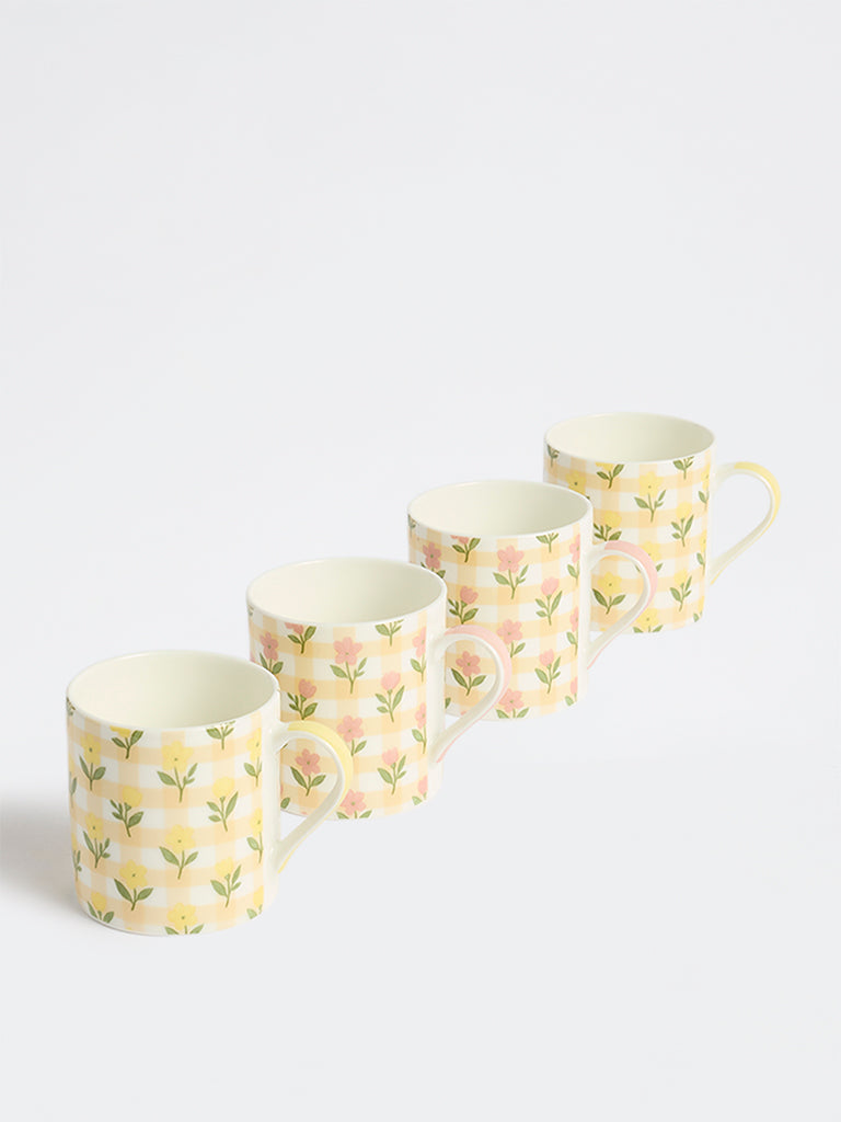 Westside Home Multicolour Floral Pattern Mugs (Set of 4)