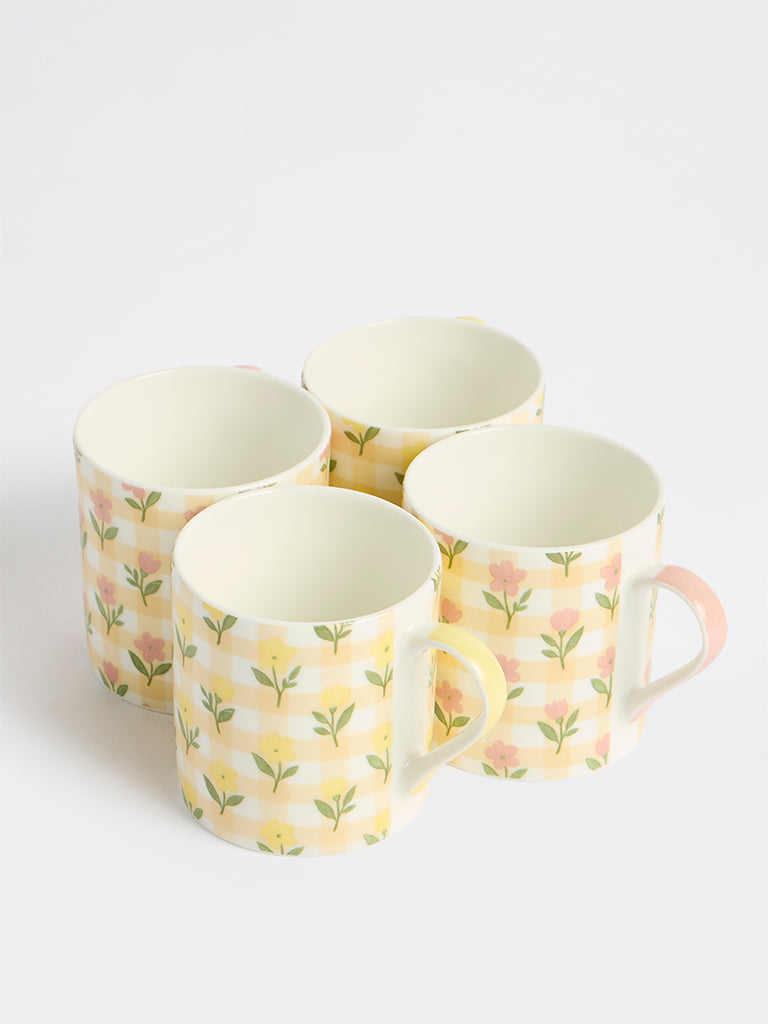 Westside Home Multicolour Floral Pattern Mugs (Set of 4)