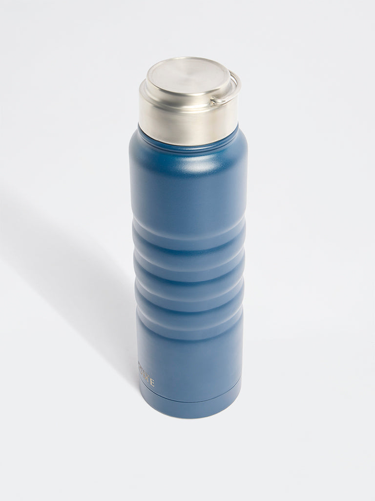Westside Home Indigo Ribbed Water Bottle