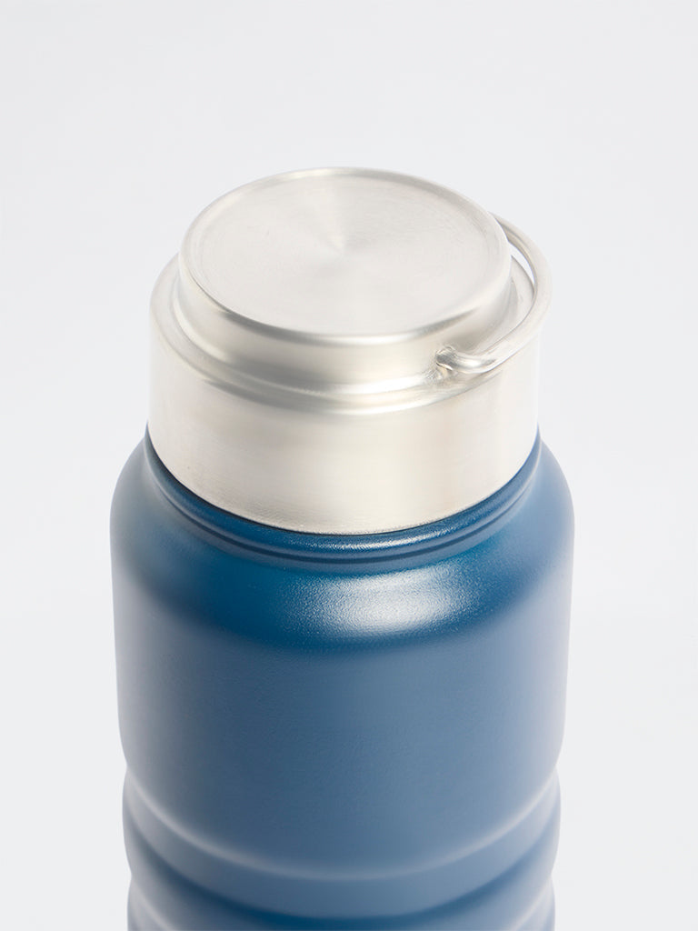 Westside Home Indigo Ribbed Water Bottle