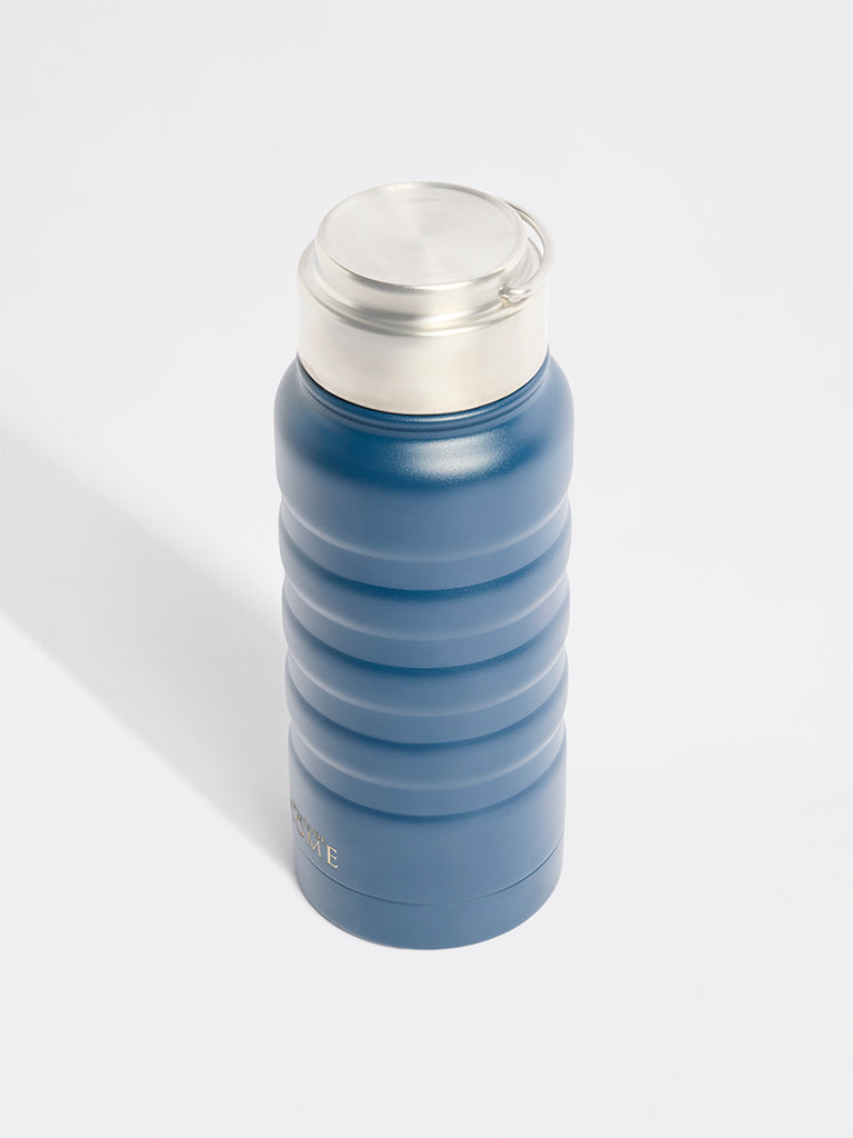 Westside Home Blue Ribbed Bottle - Small