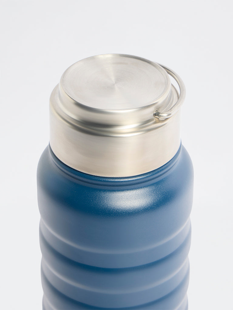 Westside Home Blue Ribbed Bottle - Small