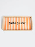 Westside Home Peach Stripe Pattern Wooden Tray
