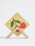 Westside Home Yellow and Red Cherry Printed Coasters with Stand - Set of 4