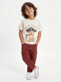 HOP Kids Boys Off-White Graphic Design Cotton T-Shirt