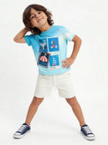 HOP Kids Boys Blue Tie-Dye Design Cotton T-Shirt
