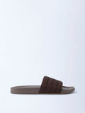 SOLEPLAY Brown Knit-Textured Pool Slides