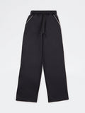 Girls Black Solid High-Rise Track Pants