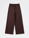 Girls Dark Brown Solid High-Rise Cotton Trousers
