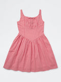 Girls Red Gingham Check A-Line Cotton Dress