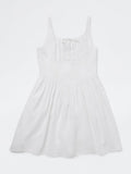 Girls White Solid A-Line Dress