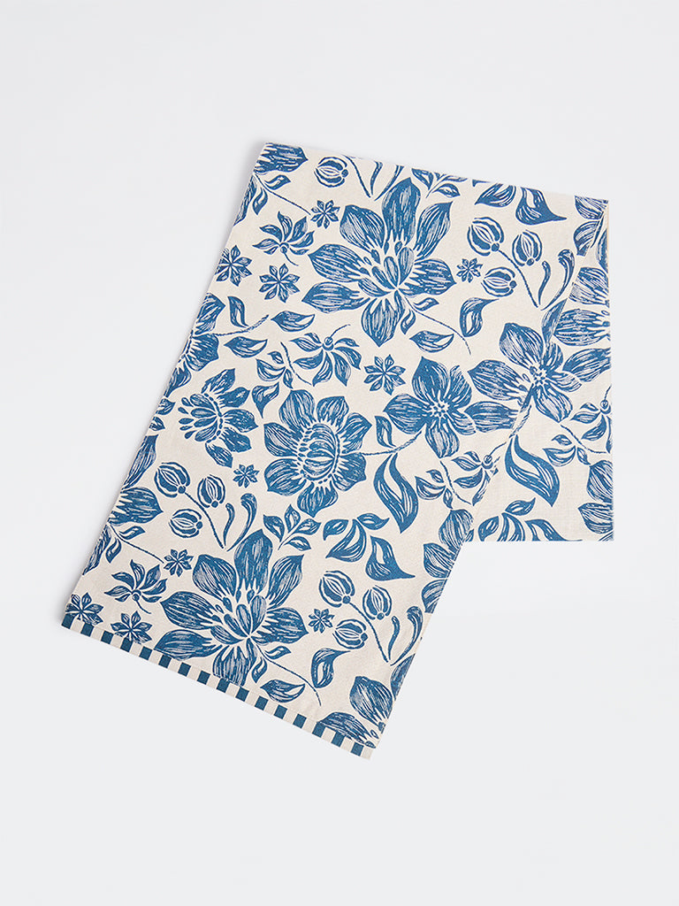 Westside Home Blue Floral Printed Table Runner