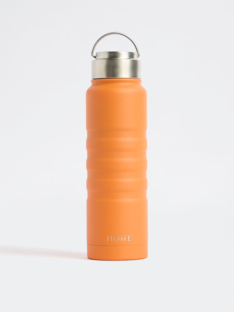 Westside Home Orange Ribbed Water Bottle