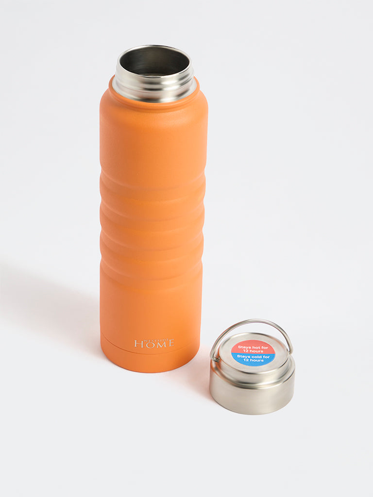 Westside Home Orange Ribbed Water Bottle