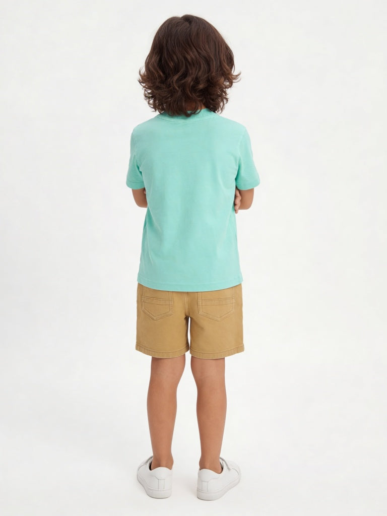 HOP Kids Boys Mint Graphic Design Cotton T-Shirt