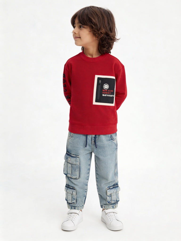 HOP Kids Boys Red Text Design T-Shirt