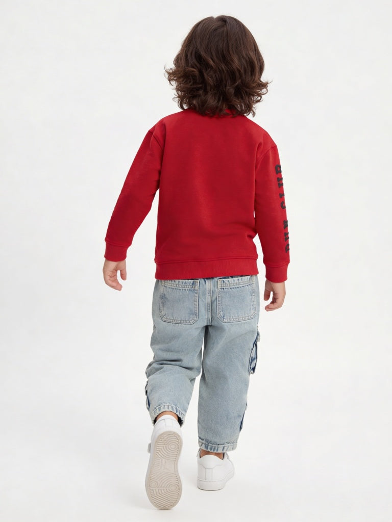 HOP Kids Boys Red Text Design T-Shirt