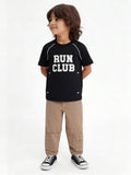 HOP Kids Boys Black Numerical Printed Cotton-Blend T-Shirt