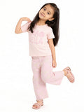 HOP Kids Girls Pink Checkered High-Rise Cotton Pants