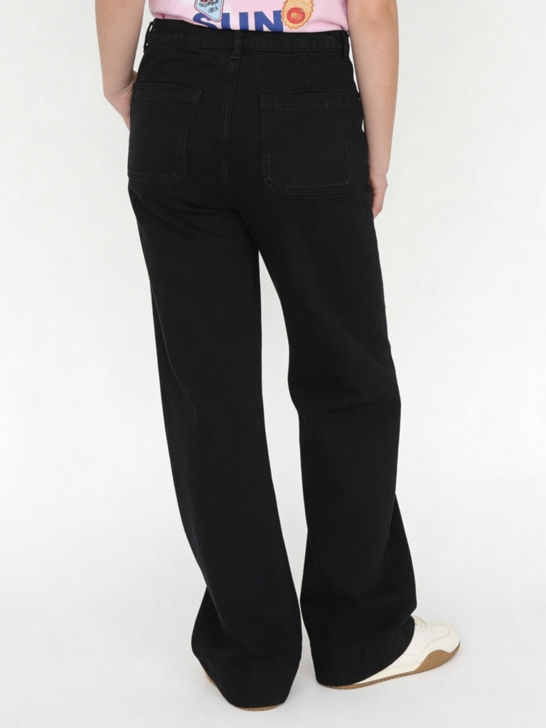 Girls Black Mid-Rise Relaxed-Fit Jeans