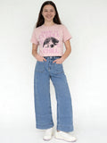 Girls Light Blue Wide Leg Jeans