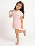 HOP Kids Girls Pink Embroidered Cotton-Blend A-Line Dress