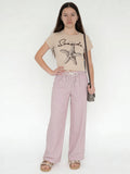 Girls Wine Striped High-Rise Pants