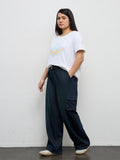 Gia Dark Green Cargo-Style High-Rise Jeans