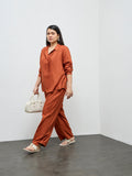 Gia Rust Solid High-Rise Pants