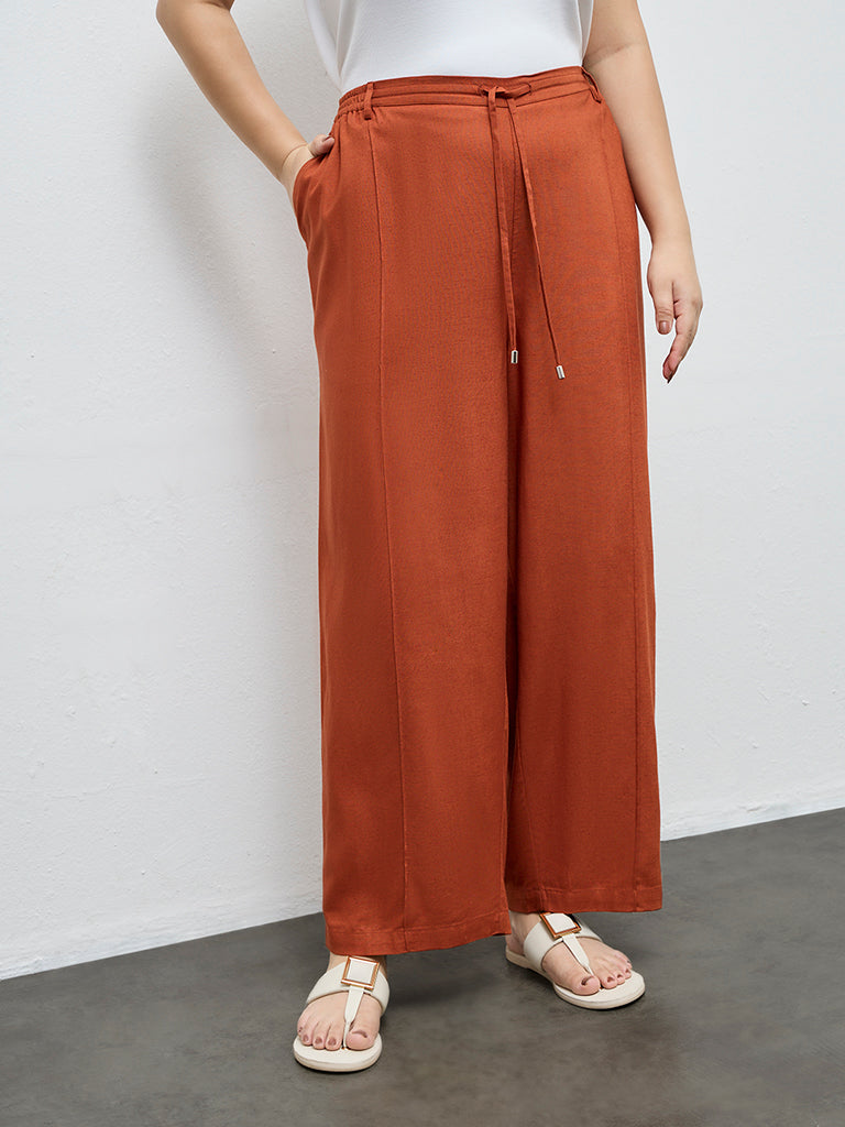 Gia Rust Solid High-Rise Pants