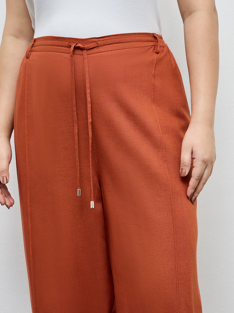 Gia Rust Solid High-Rise Pants