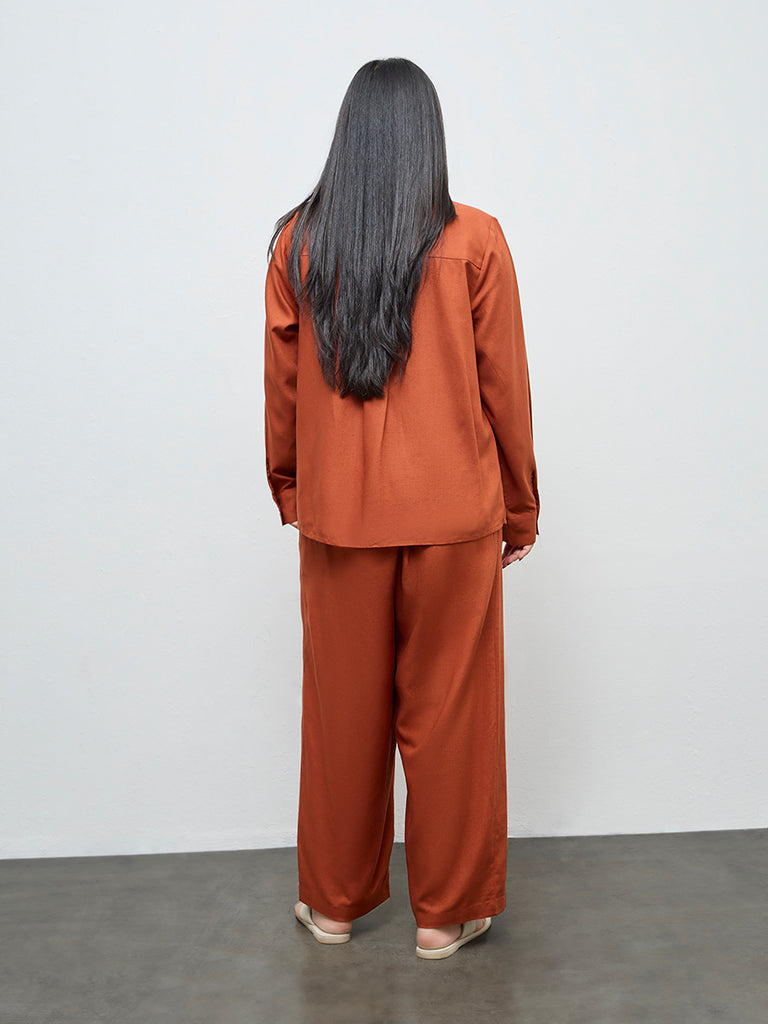 Gia Rust Solid High-Rise Pants