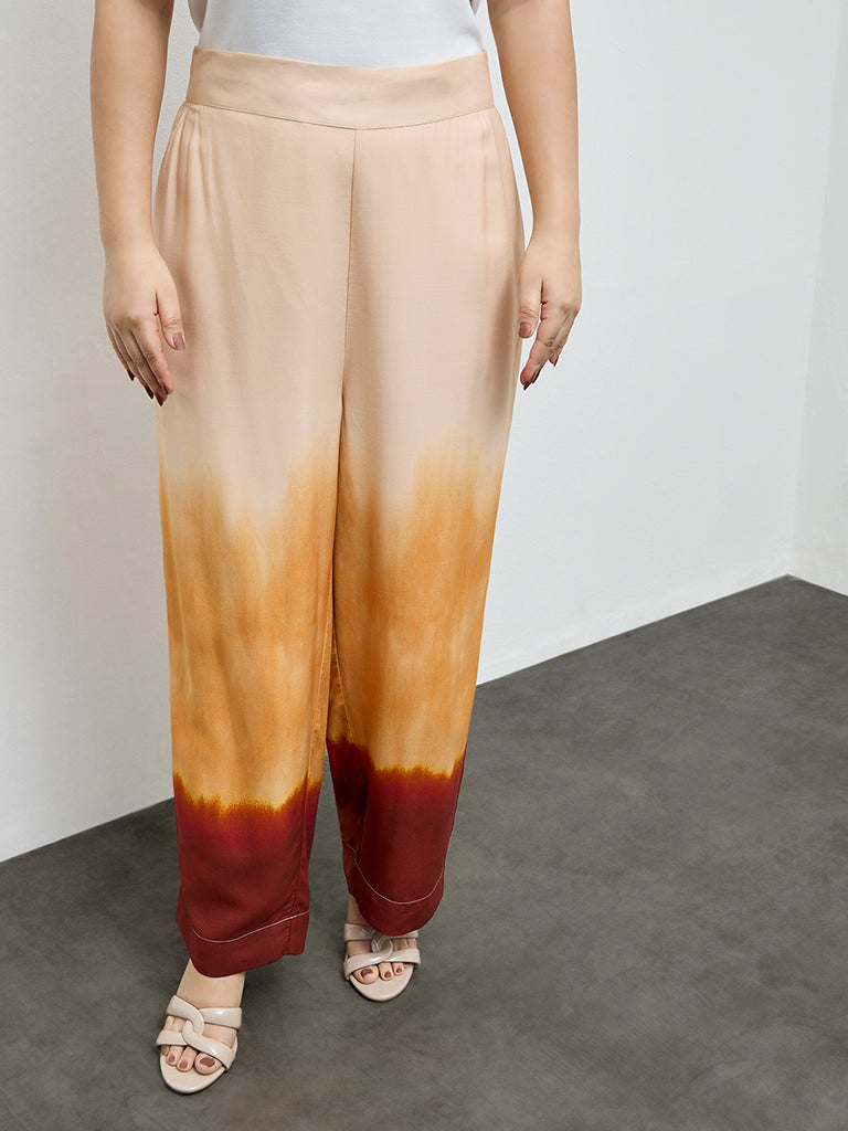Gia Cream Tie-Dye High-Rise Pants