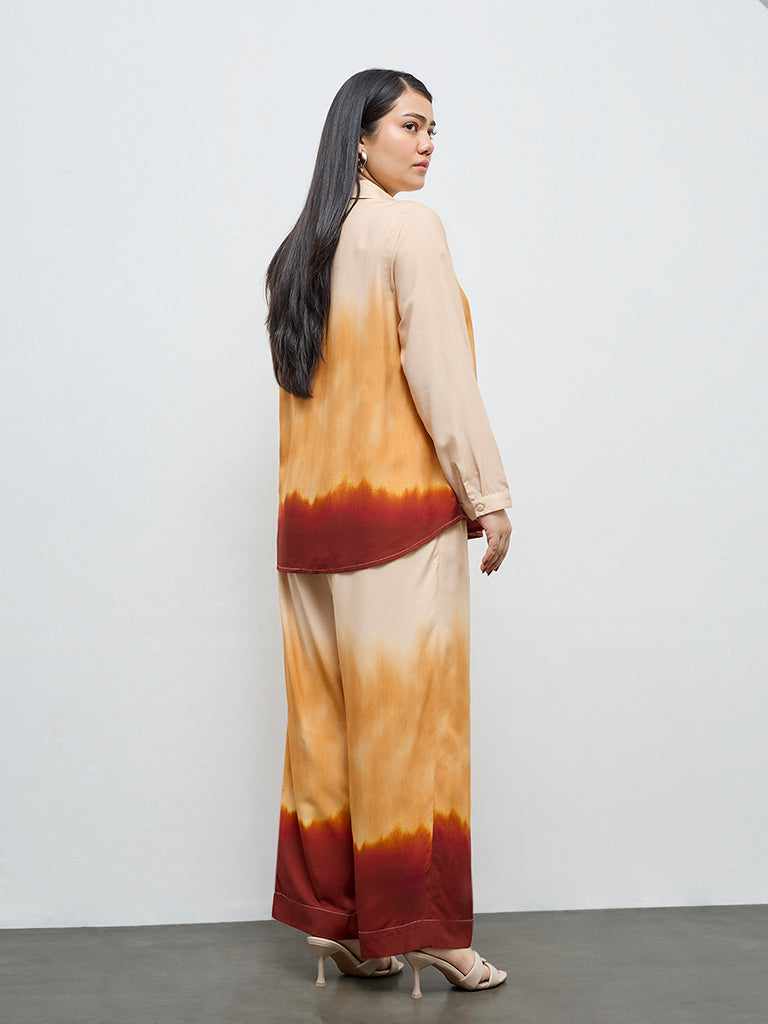 Gia Cream Tie-Dye High-Rise Pants