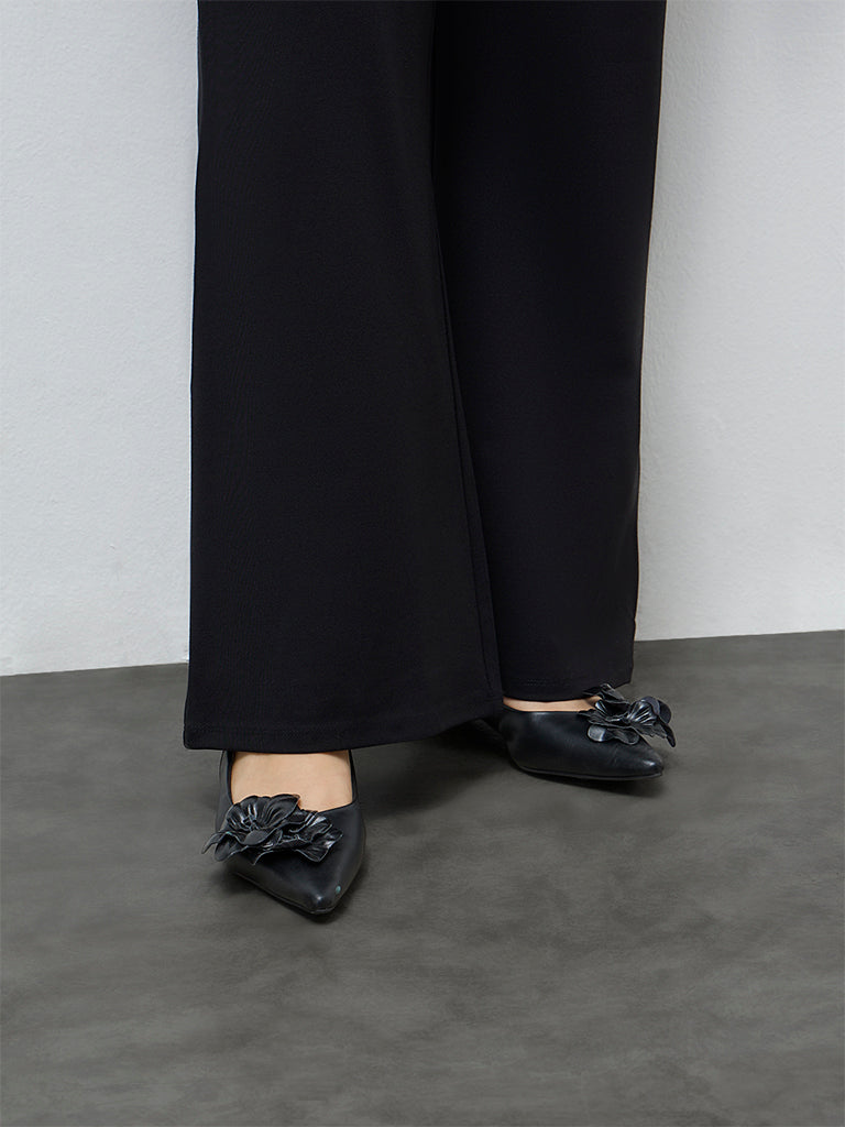 Gia Black Solid High-Rise Trousers