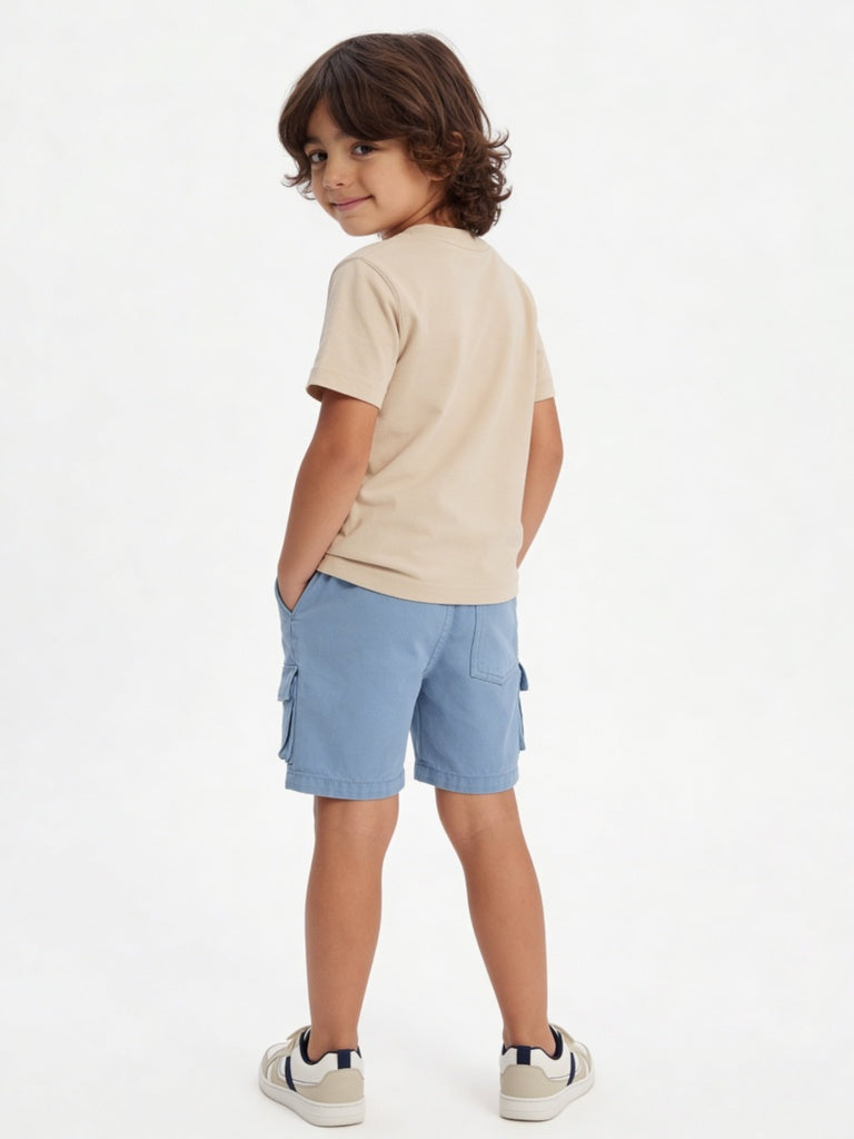 HOP Kids Boys Taupe Printed Cotton T-Shirt