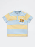 HOP Kids Boys Blue Striped Cotton T-Shirt