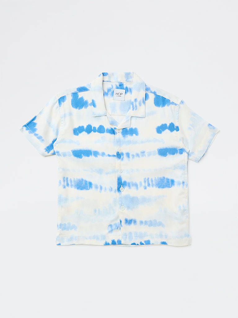 HOP Kids Boys White Tie-Dye Printed Shirt