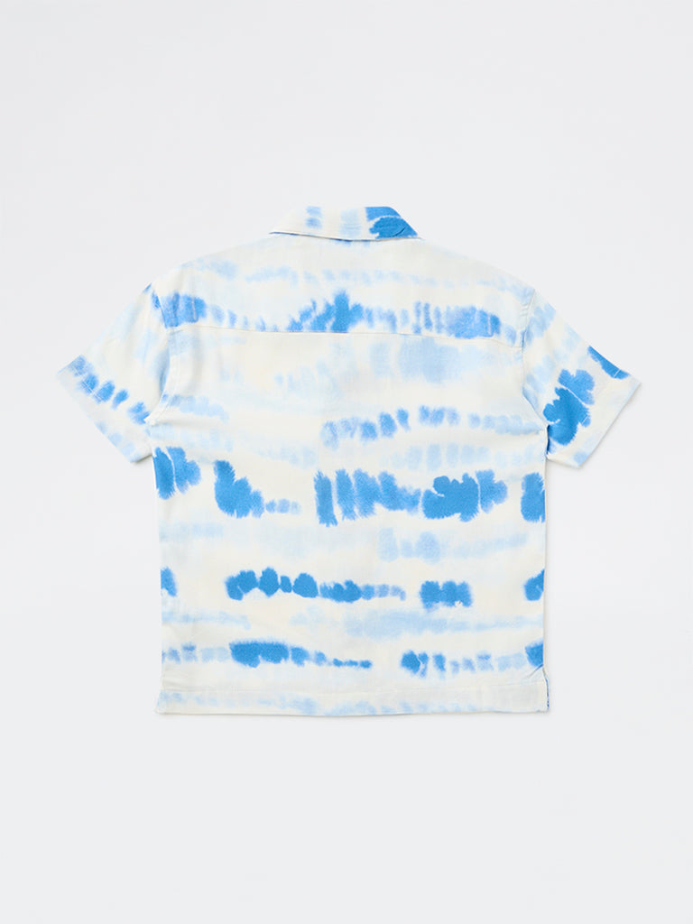 HOP Kids Boys White Tie-Dye Printed Shirt