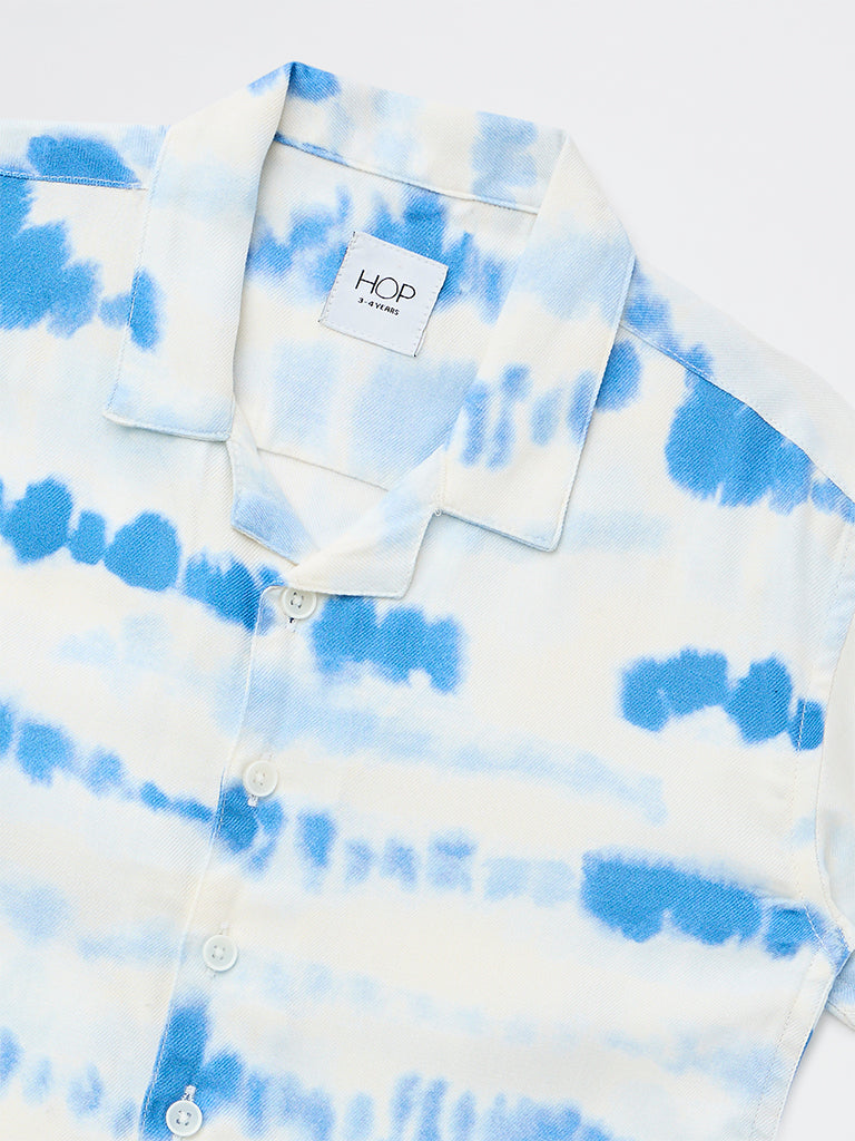HOP Kids Boys White Tie-Dye Printed Shirt