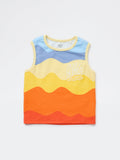 HOP Kids Boys Orange Printed Cotton T-Shirt