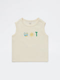 HOP Kids Boys Off-White Embroidered Cotton T-Shirt