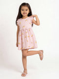 HOP Kids Girls Light Pink Printed A-Line Cotton-Blend Dress