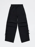 Girls Black Solid Mid-Rise Trousers