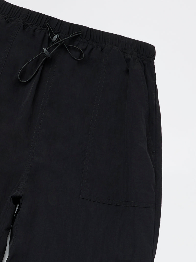 Girls Black Solid Mid-Rise Trousers