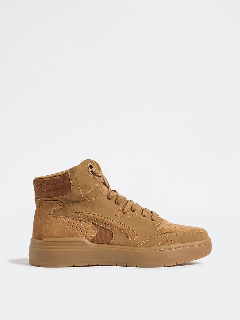 SOLEPLAY Tan Peforated Suede Lace-Up Sneakers